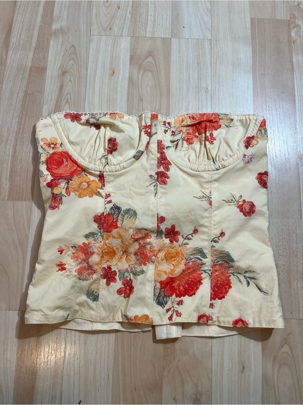 Danielle Bernstein WeWoreWhat Floral Corset Cami Top Yellow Size XS Bustier